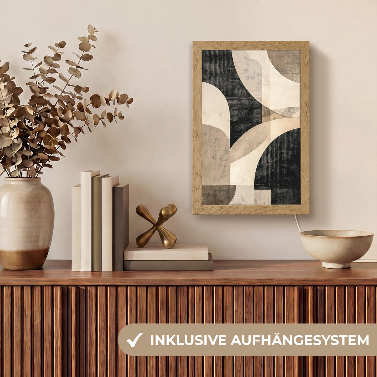NÁSTĚNNÁ LAMPA Abstraktní - Tvary - Moderní - Béžová 20x30 cm - šedá, kompozitní dřevo (20/30/8cm) - OnlyWow