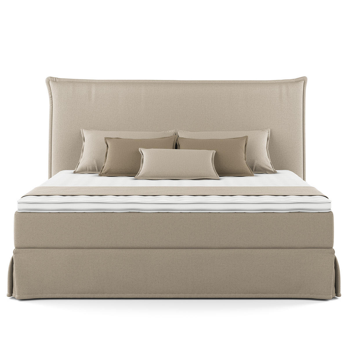 BOXSPRINGBETT mit Husse - Beige, Textil (180/200cm) - home24