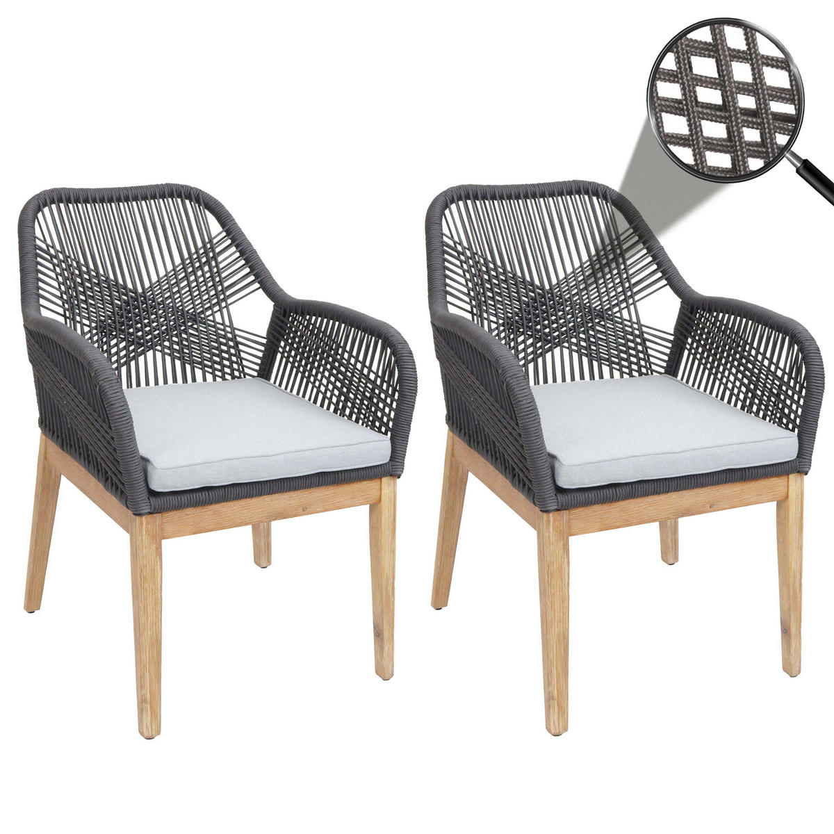GARTENSTUHL H56B Grau, Hellgrau - Hellgrau/Grau, Holz (58/85/59cm) - MCW