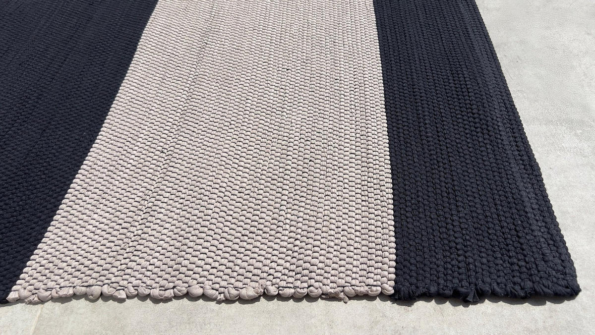 TEPPICH aus recycelter Baumwolle handgewebt schwarz - Schwarz, Naturmaterialien (140/200cm) - AFK Living