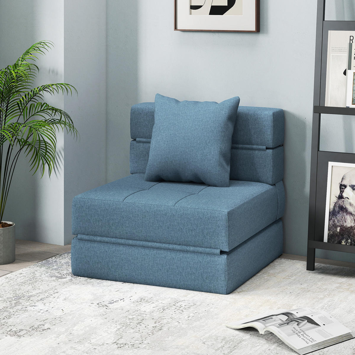 SCHLAFSESSEL DE-08250 2-in-1 mit abnehmbarem Bezug Dunkelblau - Blau, Textil (70/61/70cm) - ComfortXL