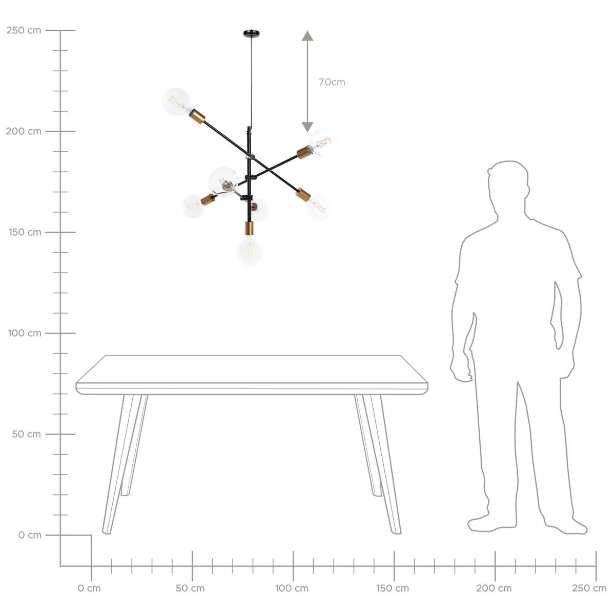 HÄNGELEUCHTE Cremera 74/52/126 cm - Schwarz, Metall (74/52/126cm) - Beliani