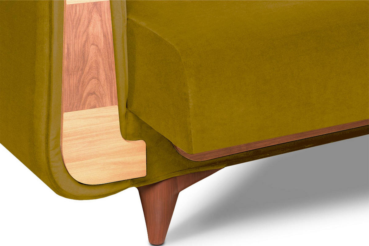 3-SITZER-SCHLAFSOFA GUSTAVO mit Armlehnen, Gelb - Gelb/Braun, Holz/Holzwerkstoff (230/98/98cm) - KONSIMO®