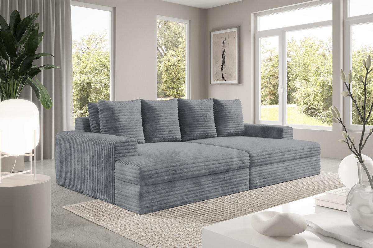 SCHLAFSOFA Premium Extra Komfort Grau - Schwarz/Grau, Holz/Holzwerkstoff (272/42/167cm) - Furnisell