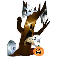 240 cm Aufblasbarer Geisterbaum, Halloween-Dekoration mit LED Beleuchtung - Multicolor, Kunststoff (90/240/200cm) - HOMCOM
