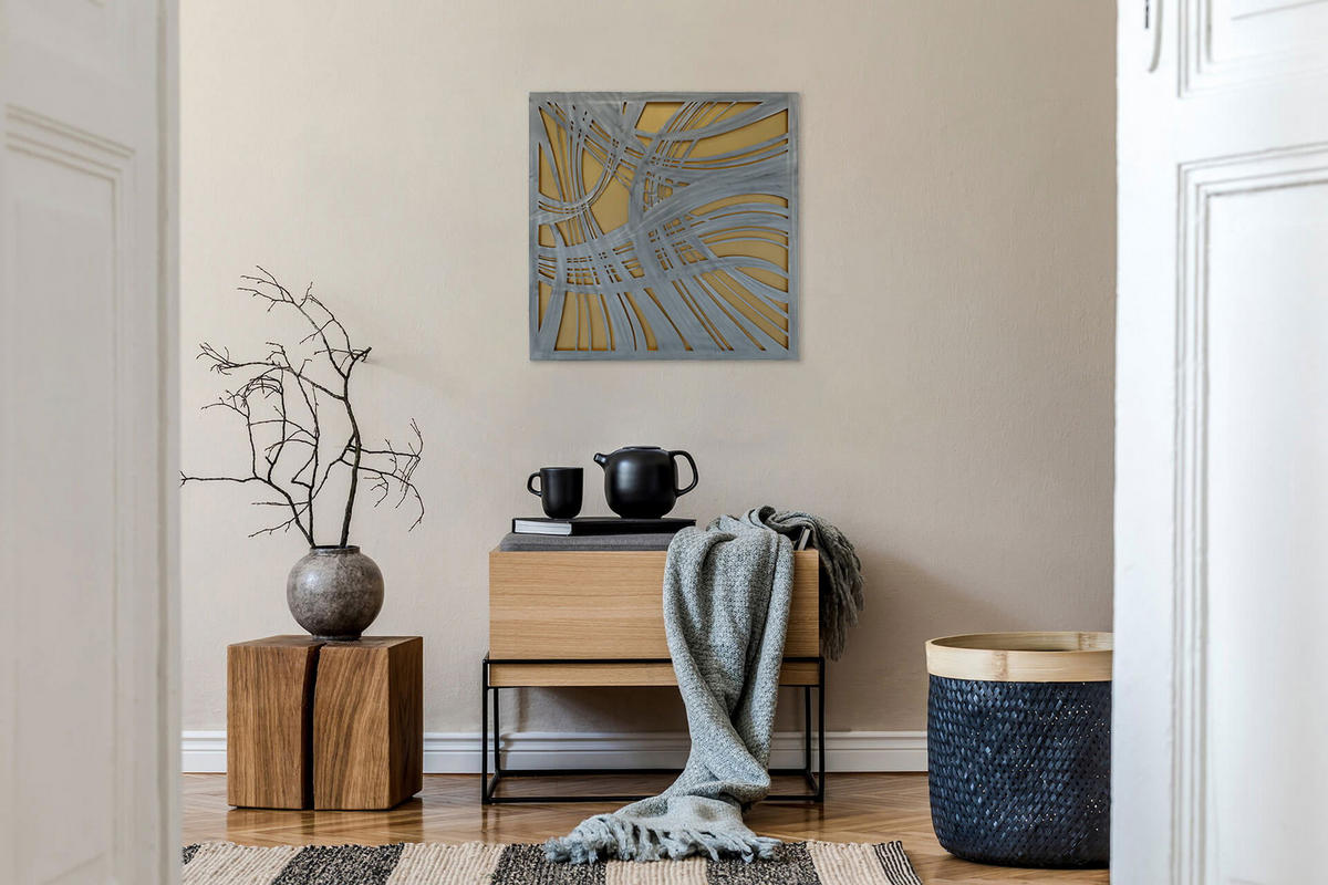 METALLBILD Gold 80/80 cm - Silberfarben/Goldfarben, Metall (3/80cm) - KUNSTLOFT