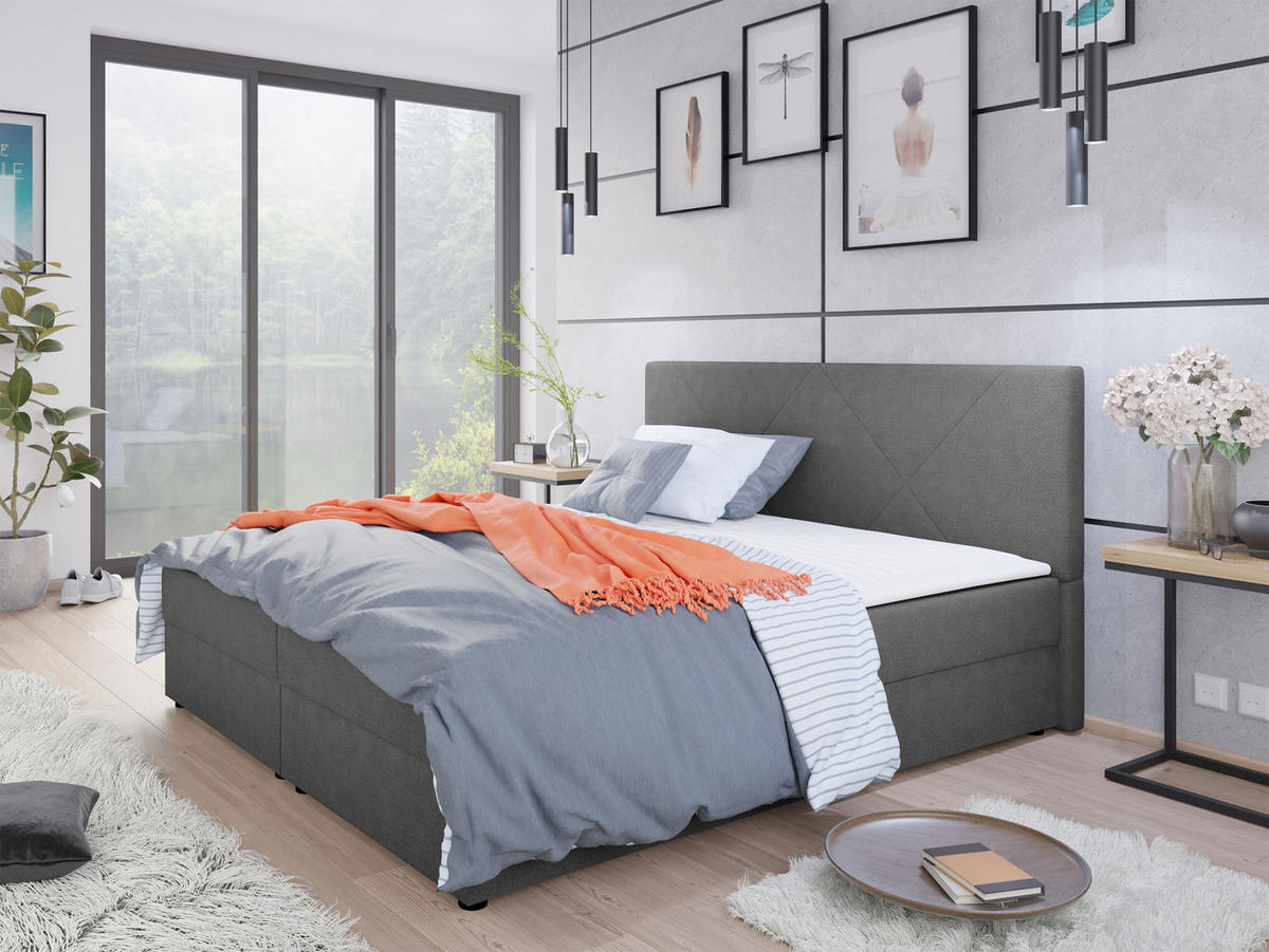 BOXBETT Fado IV - Schwarz/Grau, Holz/Kunststoff (140/200cm) - MIRJAN24