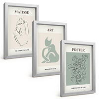BILDER SET 3er Set - 20x30 cm Silberner Rahmen - Matisse Grün Beige Poster - Silberfarben, Kunststoff (20/30cm) - TULUP