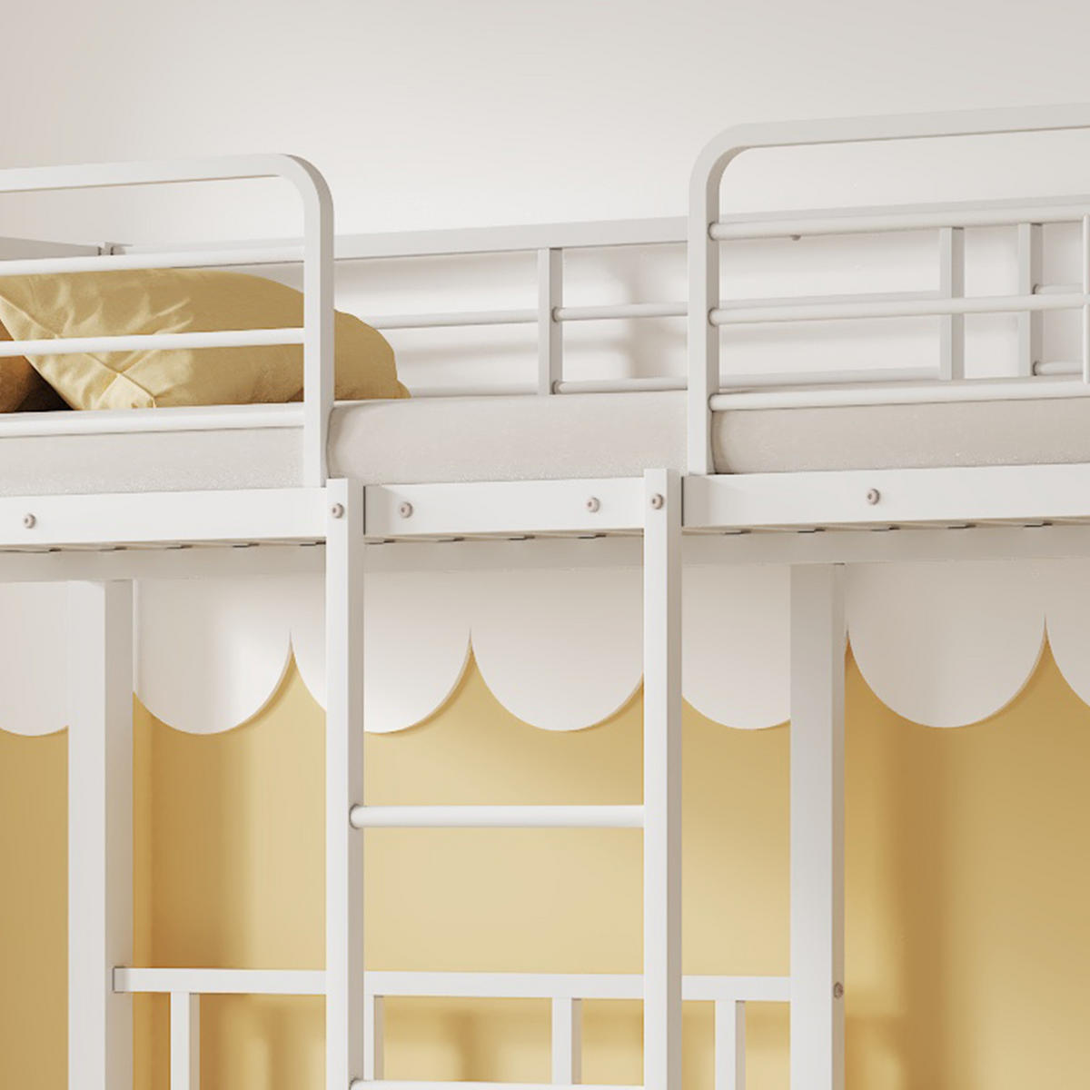 ETAGENBETT 90/200 cm Weiß mit Leiter und Stauraum für 3 Personen - Weiß, Metall (90/200cm) - OKWISH