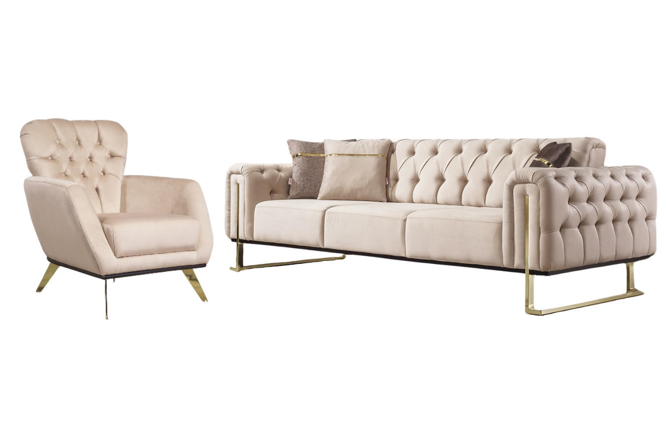 SITZGARNITUR Nova Beige Stellvariante:3+1 - Beige, Holz (230/78/95cm) - Villa Möbel