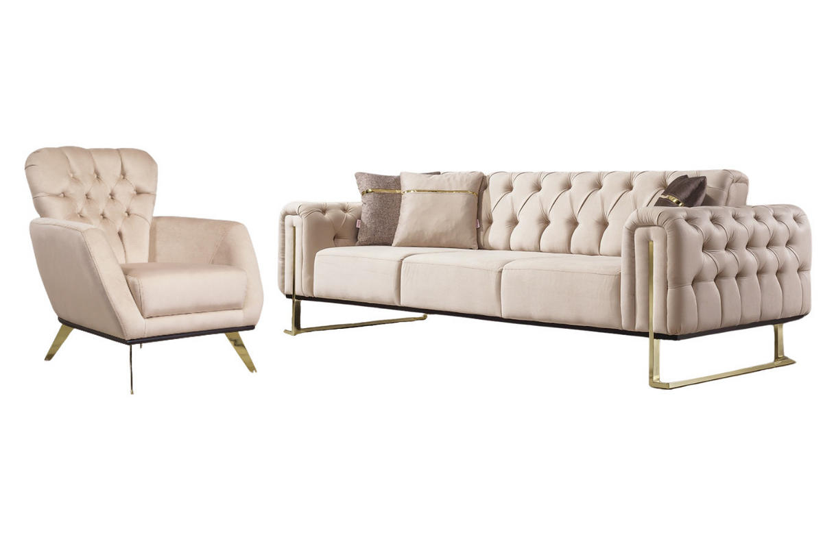 SITZGARNITUR Nova Beige Stellvariante:3+1 - Beige, Holz (230/78/95cm) - Villa Möbel