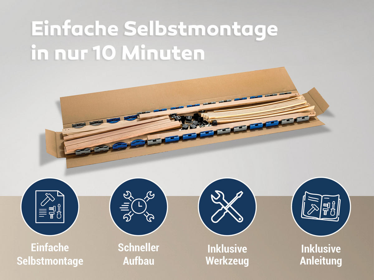 LATTENROST Superflex NV 7-Zonen zur Selbstmontage, Größe: 120x220 - Braun, Holz (120/220cm) - Betten-ABC