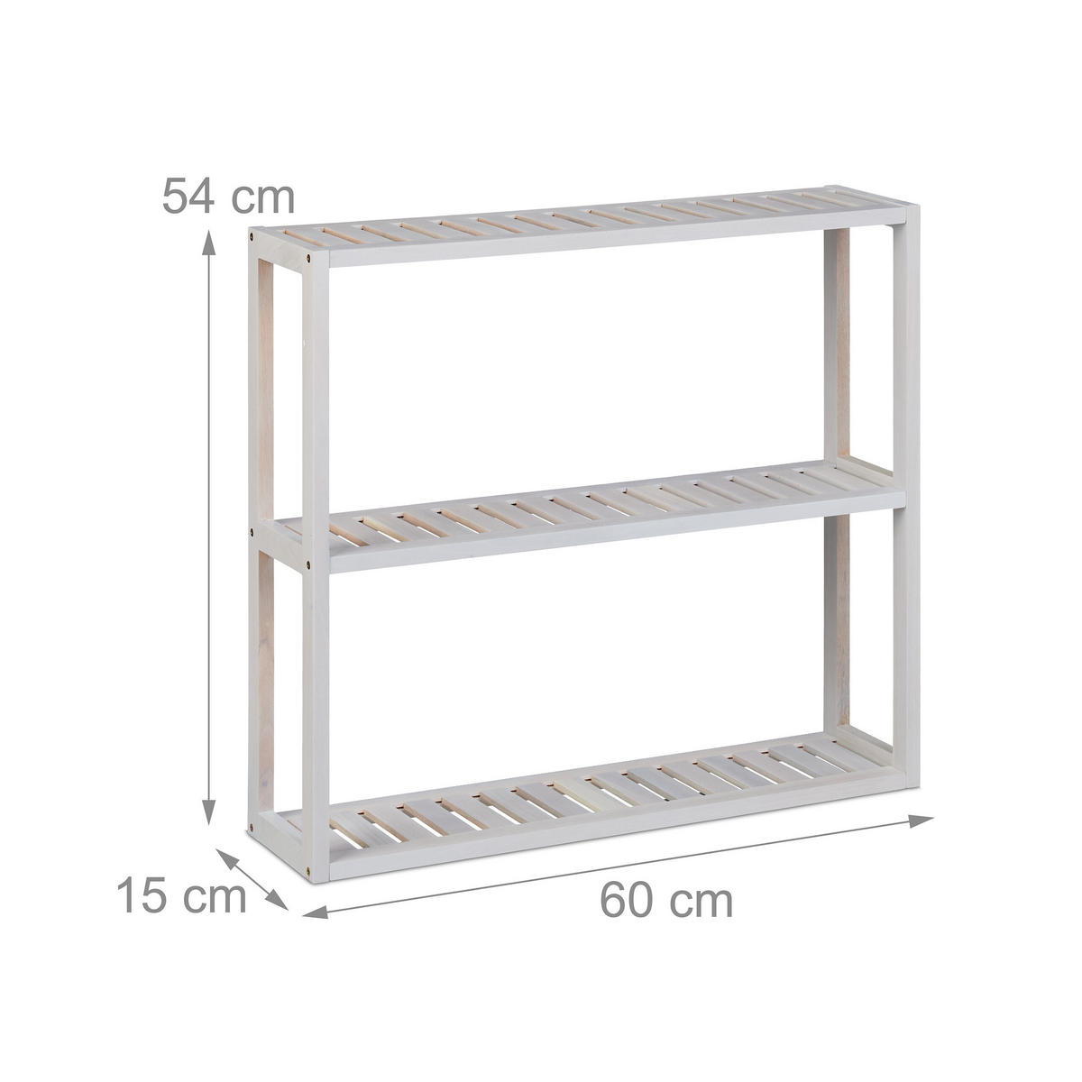 NÁSTĚNNÉ regály - bílá, dřevo (60/54/15cm) - Relaxdays