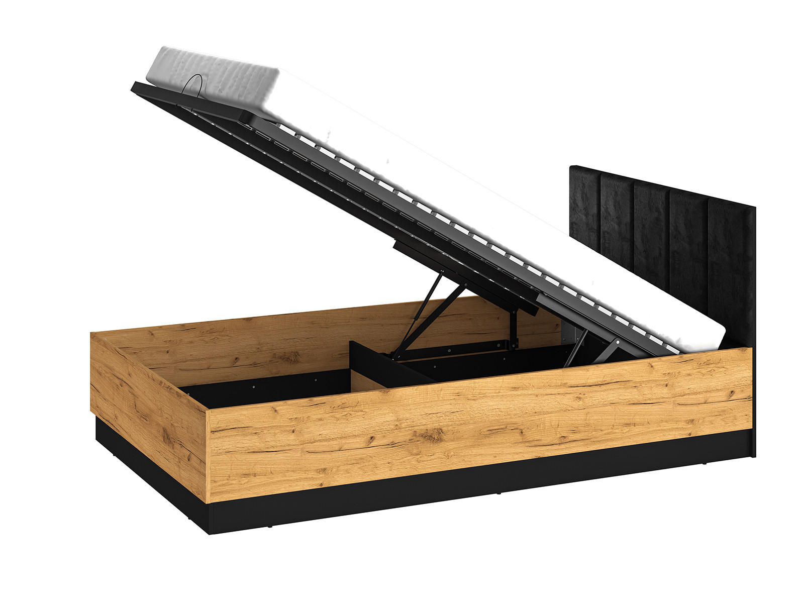 BETT Colt schwarz / Craft Gold Eiche 126 / 208 / 90cm - Braun, Holz/Holzwerkstoff (120/200cm) - Feldmann-Wohnen