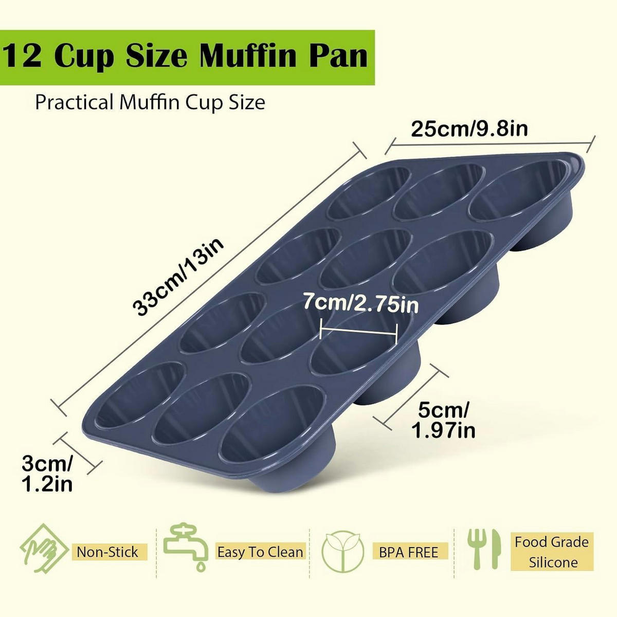 MUFFINBACKFORM Silikon Grau 33 x 25 x 3 cm - Dunkelblau, Kunststoff (33/3/25cm)