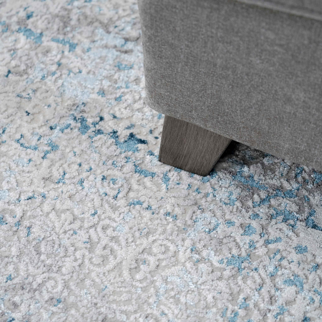 Thumbnail - Kukoon Rugs Webteppich, Blau, Textil, Abstrakt, Rechteckig, 190x280 cm, antistatisch, in verschiedenen Größen erhältlich...