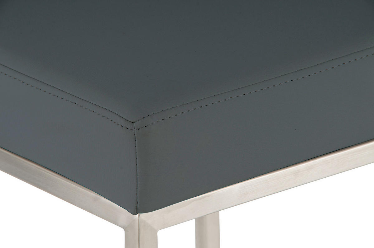 BARHOCKER 2er Set Lederlook grau - Edelstahlfarben/Grau, Textil/Metall (37/85/37cm) - CLP