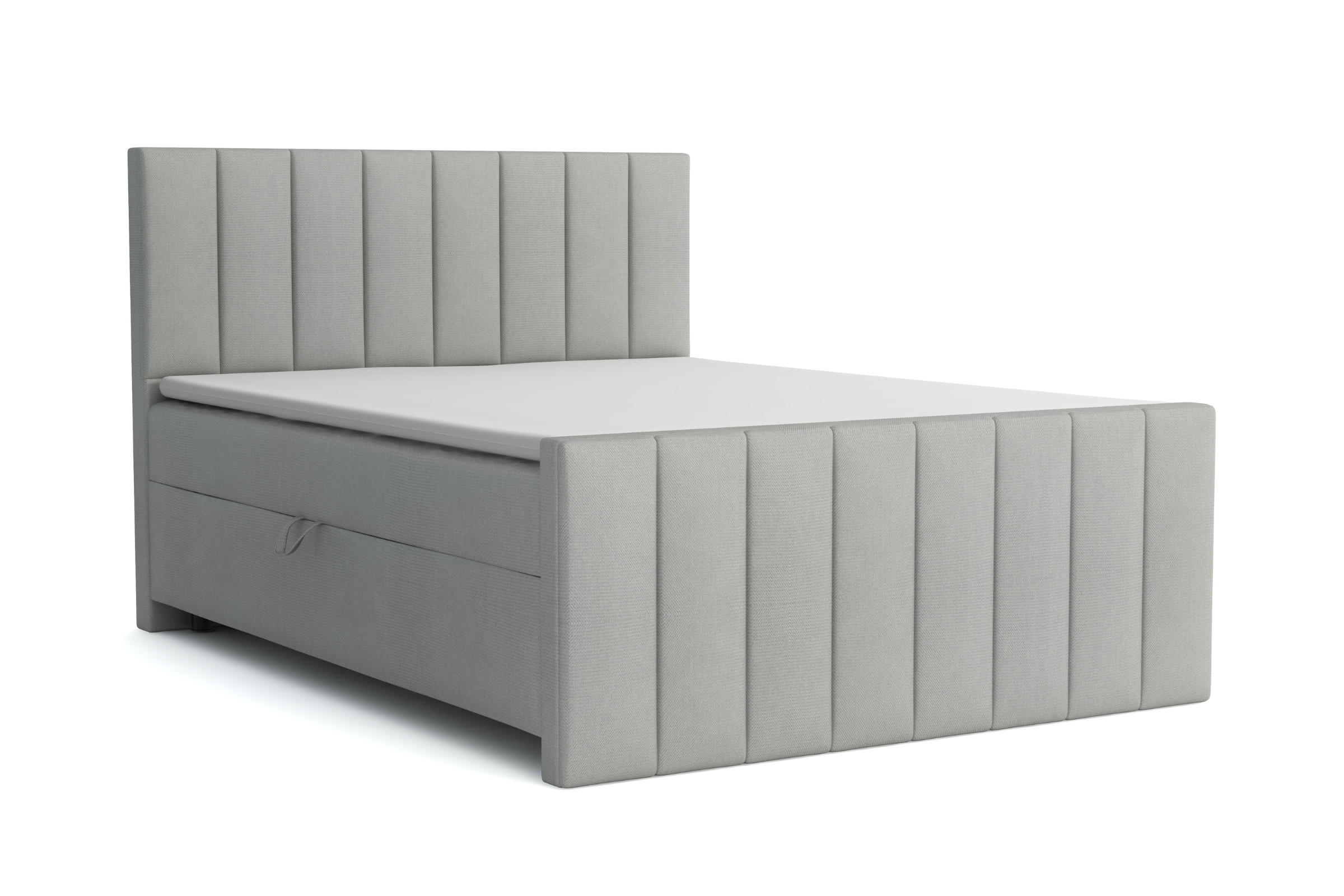 BOXBETT FEN 160/200 Velours Hellgrau mit Taschen-Federkernmatratzen 7 Zonen H4 - Hellgrau, Holz/Holzwerkstoff (160/200cm) - Deine Möbel 24