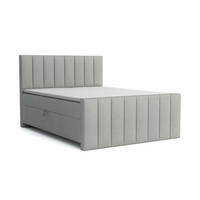 BOXBETT FEN 180/200 Velours Hellgrau mit Bonell-Federkernmatratzen H3 - Hellgrau, Holz/Holzwerkstoff (180/200cm) - Deine Möbel 24