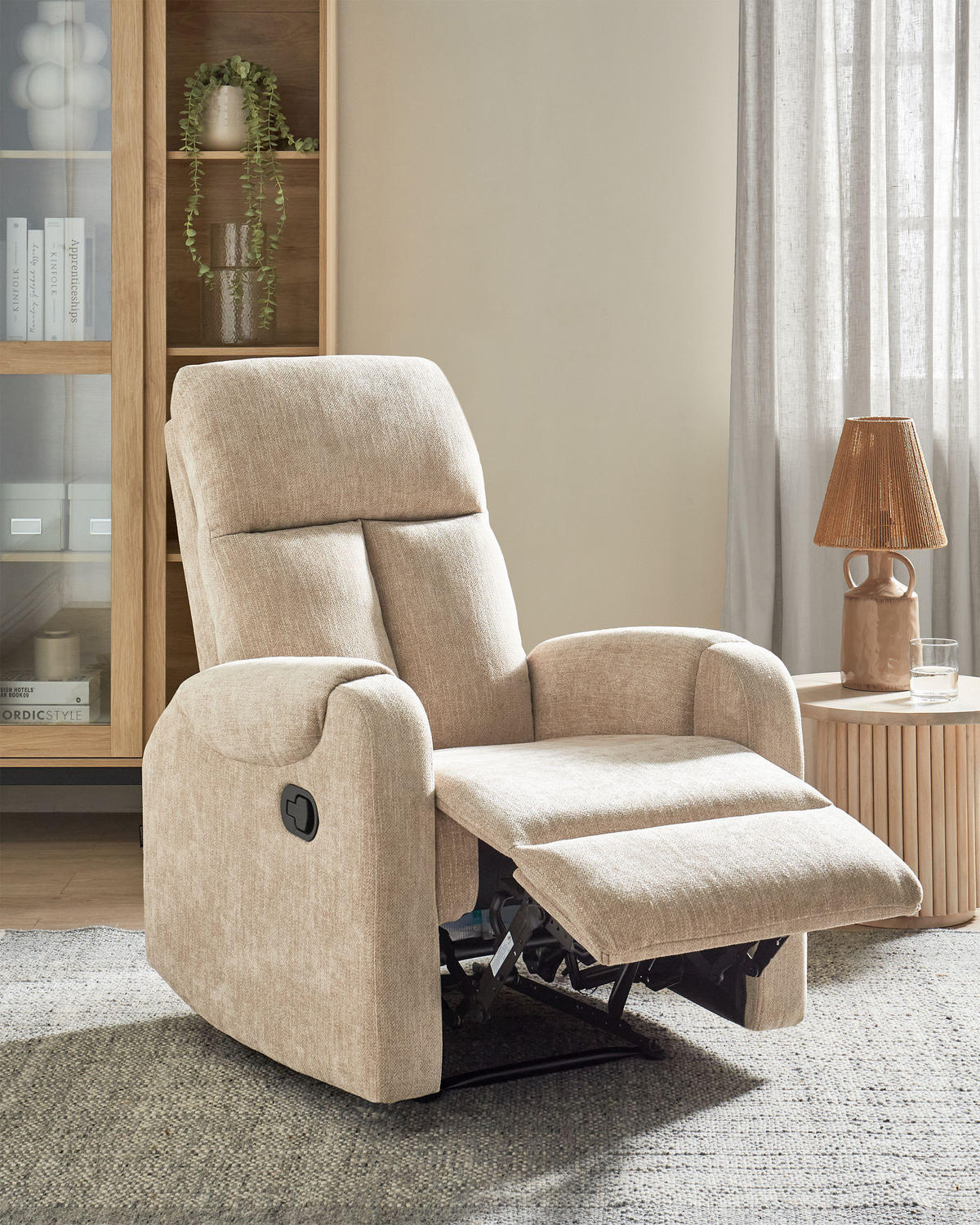 FERNSEHSESSEL Beige Somero - Beige/Schwarz, Textil (75/106/90cm) - Beliani