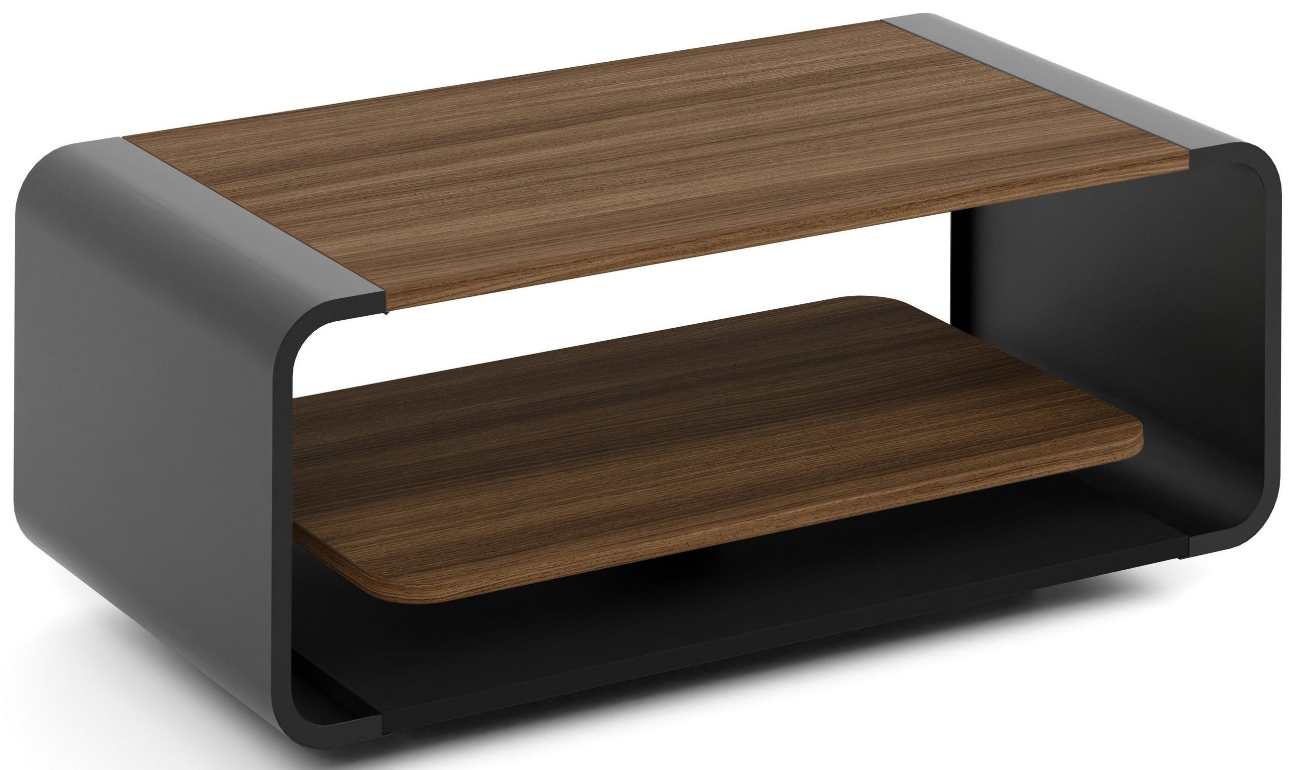 COUCHTISCH Sora in Tobacco Franklin Walnuss mit abgerundetem schwarzem Metallgestell 100/50/41 cm - Walnussfarben/Schwarz, Holzwerkstoff (50/100/41cm) - WFL GROUP