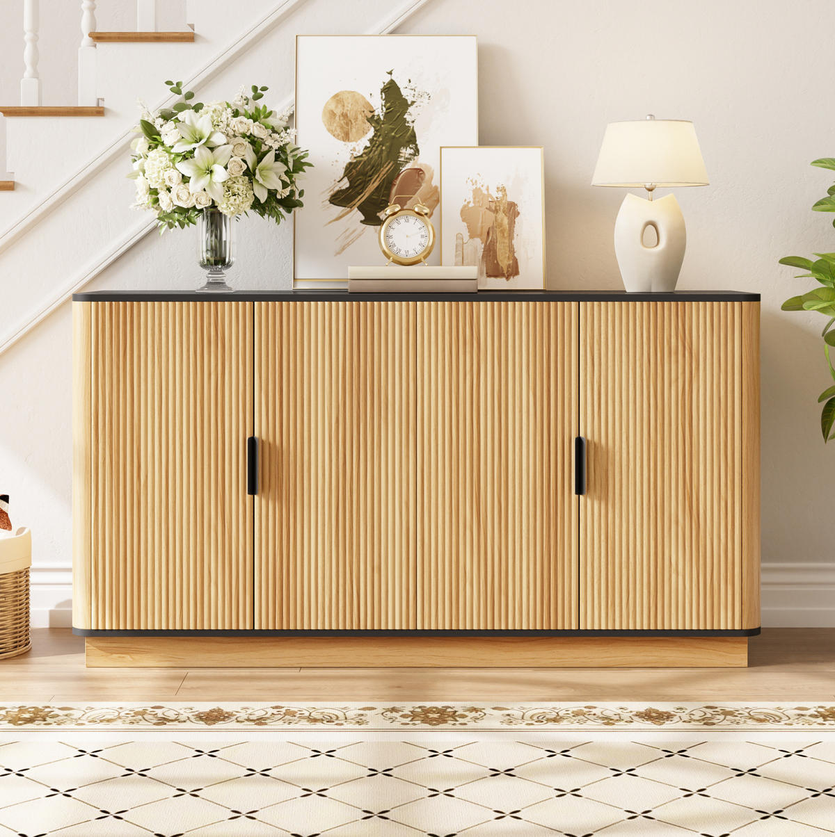 SIDEBOARD 139/40/75 cm natur aus Spanplatte mit Wellenoptik - Naturfarben, Holzwerkstoff (40/75/139cm) - OKWISH