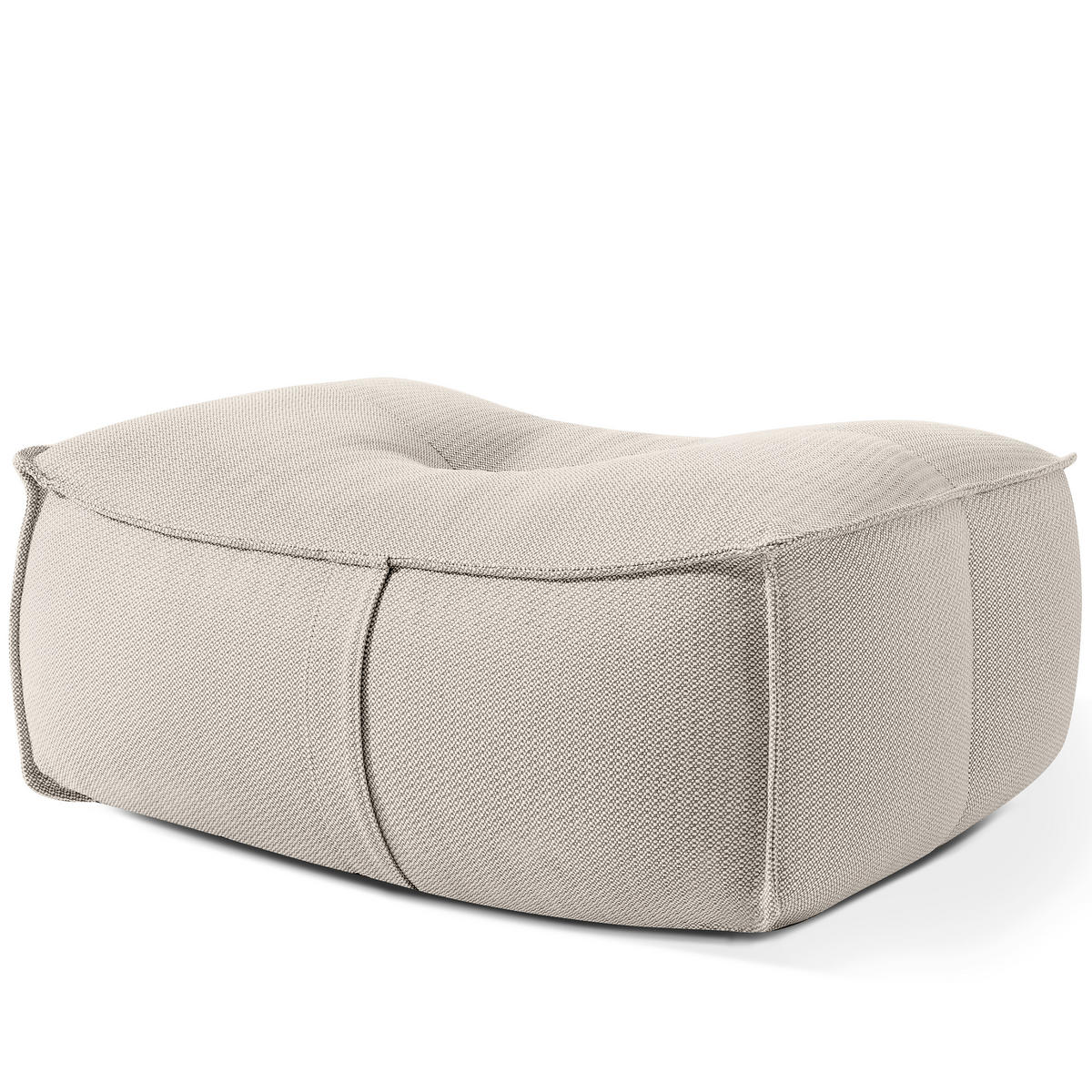 GARTENLOUNGE-HOCKER LOVIA Outdoof Pouf, Dunkelbeige/Weiß - Beige, Textil (90/41/75cm) - KONSIMO®