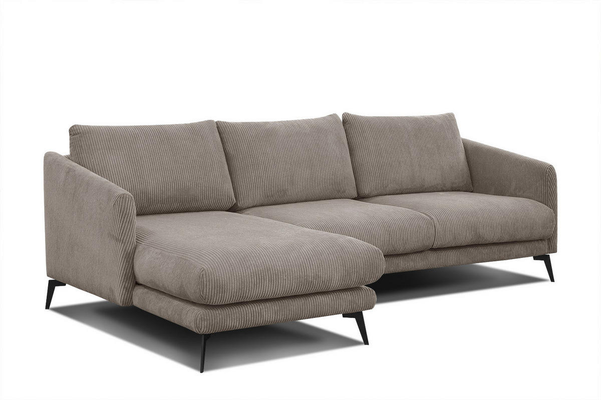 ECKSOFA VILT 4-Sitzer, taupe - Taupe/Schwarz, Holzwerkstoff/Textil (156/255cm) - Courtois Laville