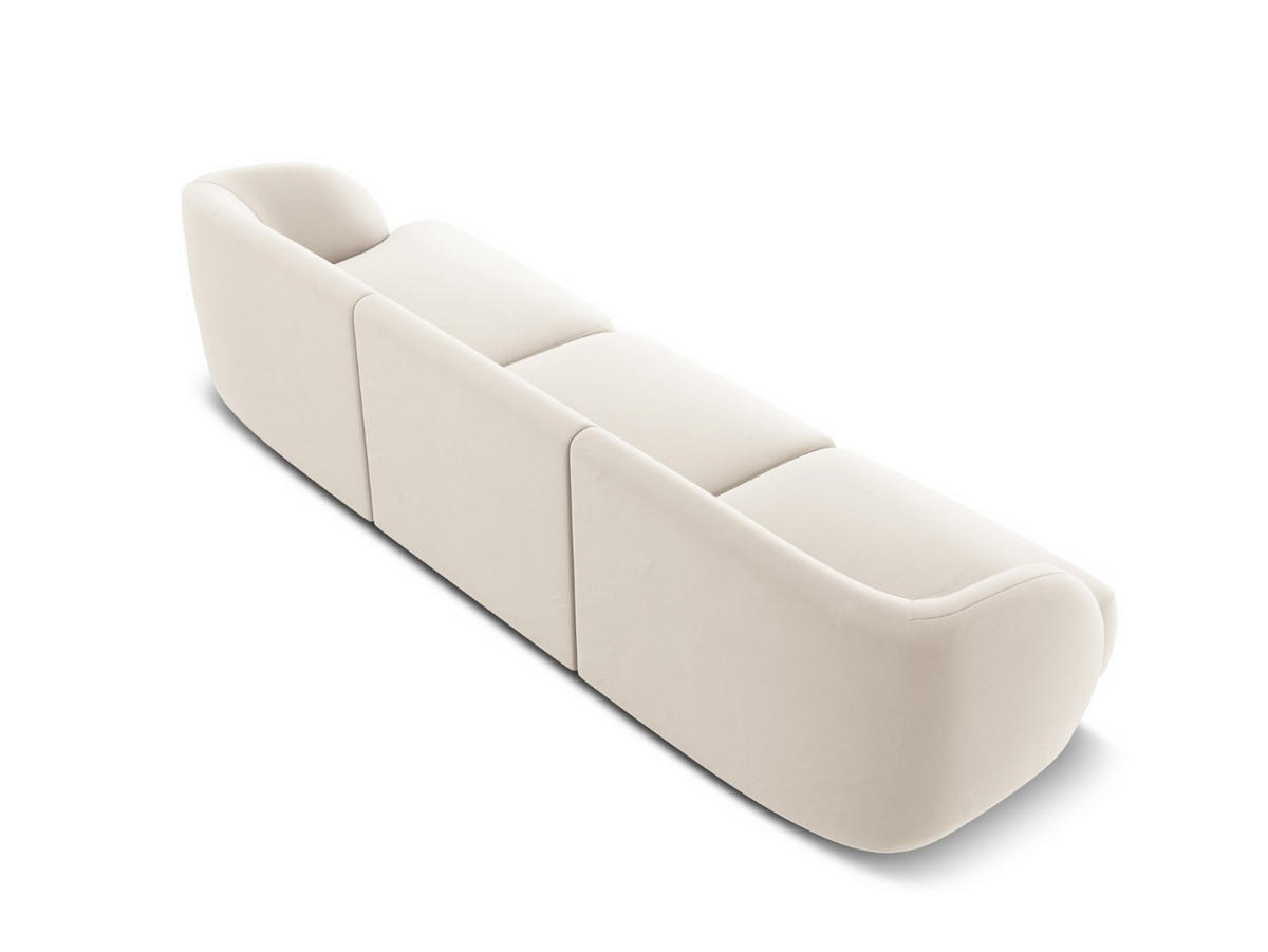 SOFA Miley aus Samt leichtes beige 3 Sitzplätze - Beige, Textil (90/70/255cm) - Micadoni