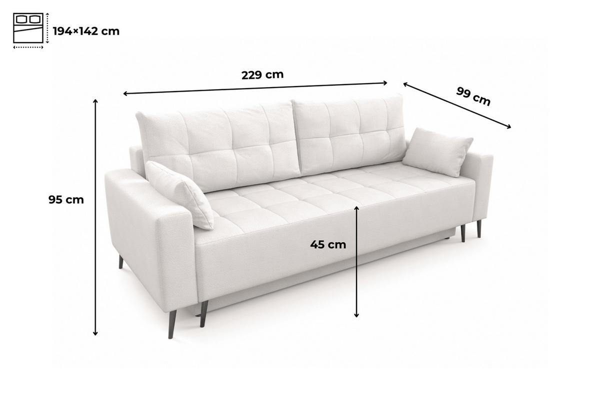 SCHLAFSOFA - Sofa Harvey - Beige - Beige, Holzwerkstoff (229/95/99cm) - Möblo