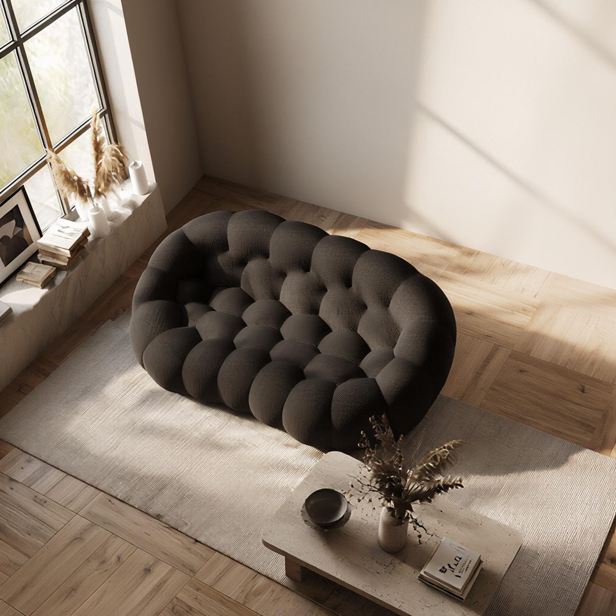 WOHNZIMMERSOFA Cocoon Doppel 2-Sitzer - Dunkle Schokolade - Dunkelbraun, Textil (190/77/113cm) - COCO Living