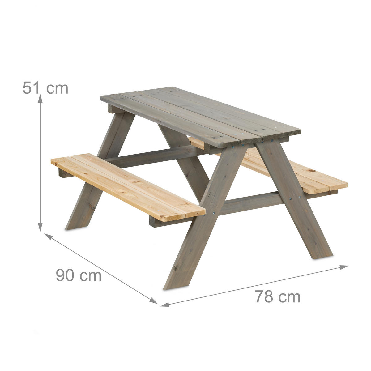 KINDERSITZGRUPPE - Eichefarben/Grau, Holz - Relaxdays