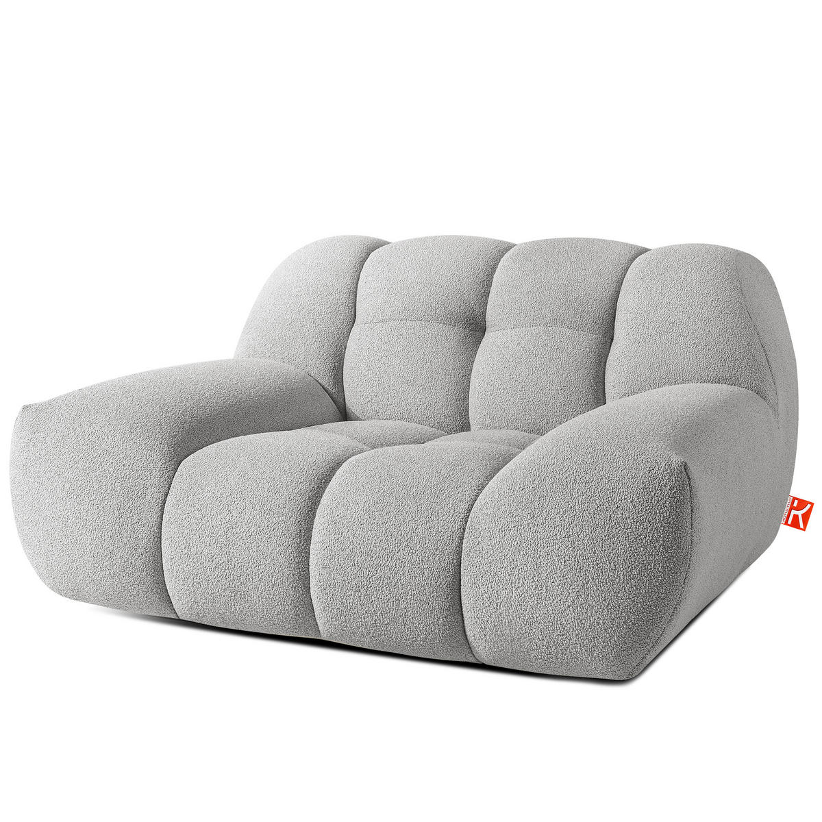 SESSEL VENA mit Pouf Bouclé, Hellgrau - Hellgrau, Holz/Textil (65/38/65cm) - KONSIMO®