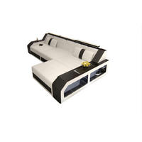 COUCH Arezzo L Weiß Schwarz Büffelleder - Weiß, Leder (308/194cm)