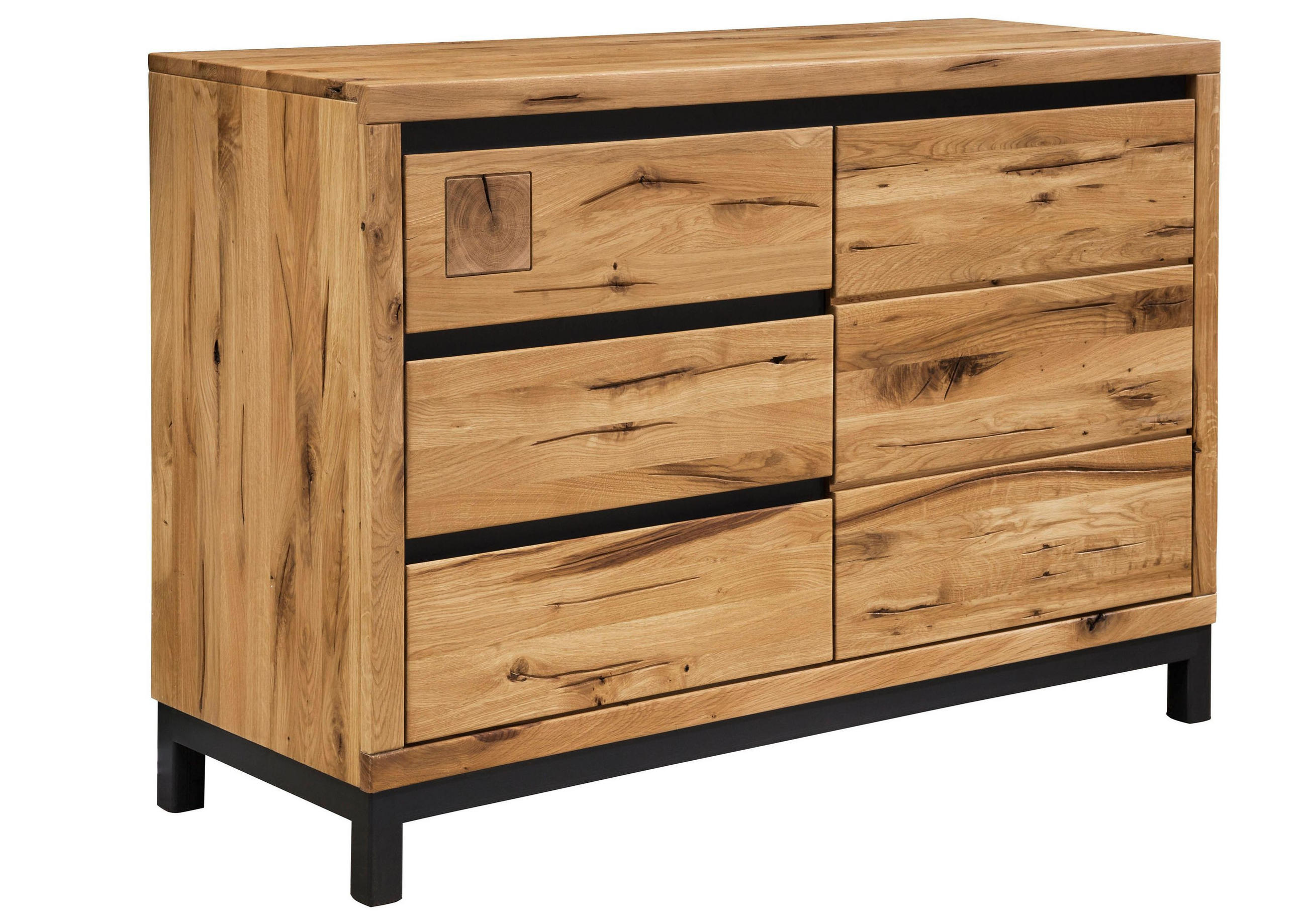 SIDEBOARD Wildeiche 120x45x85 natur geölt VILLANDERS #110 - Braun, Holz (120/85/45cm) - Massivmoebel24