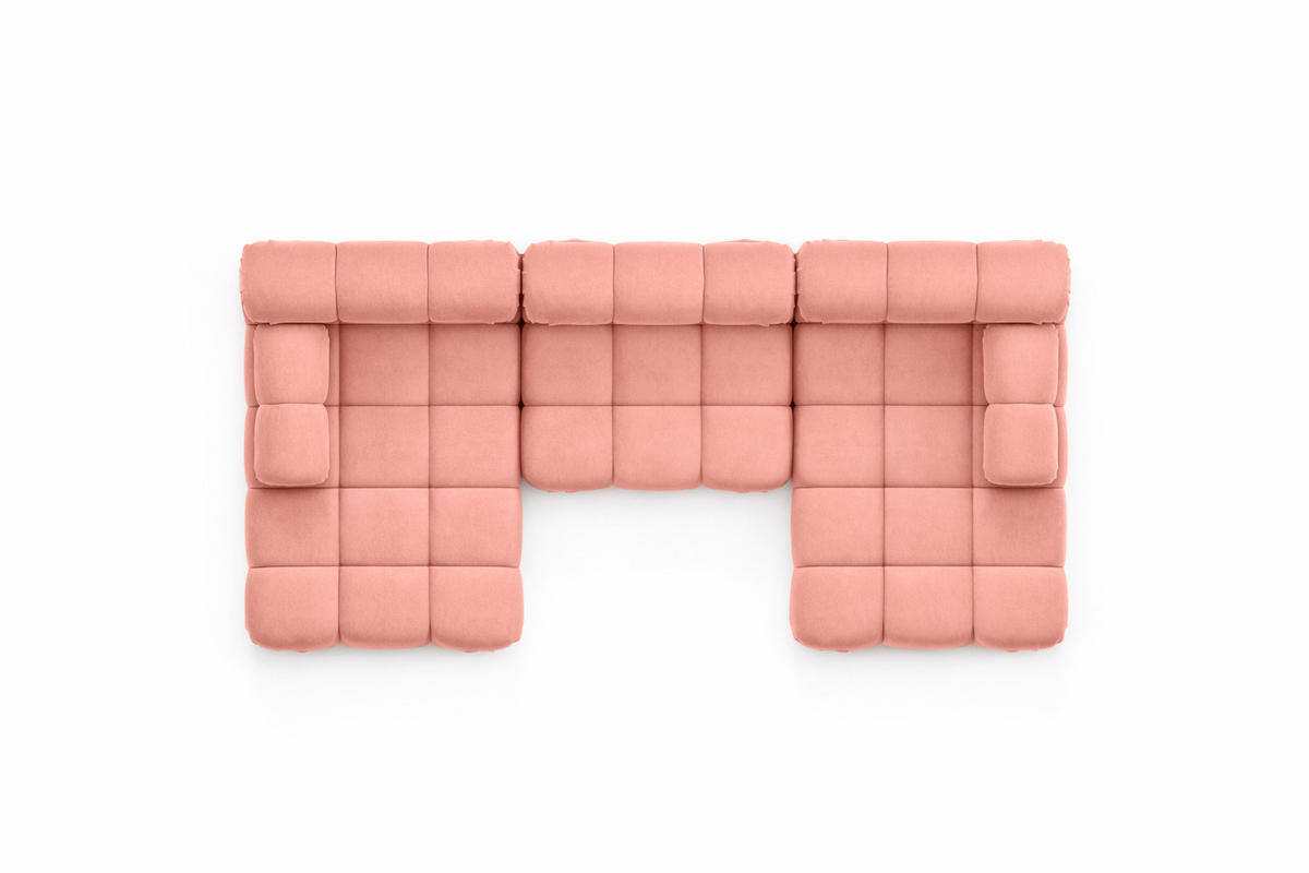 ECKSOFA U-Form, Stoff Velours Salvador, Rosa, Selia U - Pink, Holz (285/70/160cm) - Kaiser Möbel
