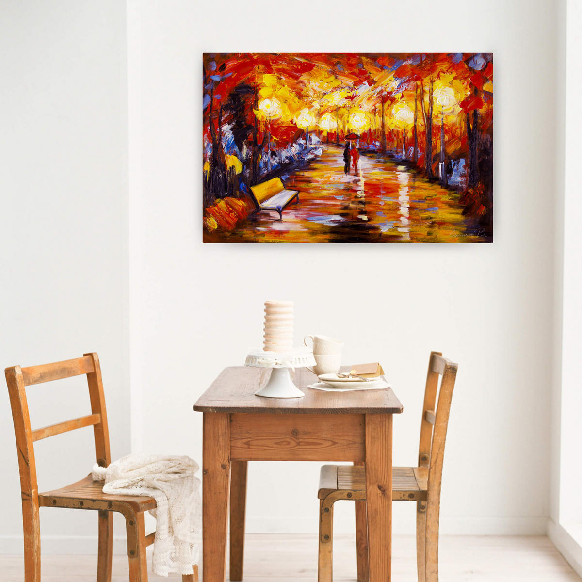 ACRYLBILD HANDGEMALT 90/60 cm - Rot, Holz/Textil (90/60cm) - KUNSTLOFT
