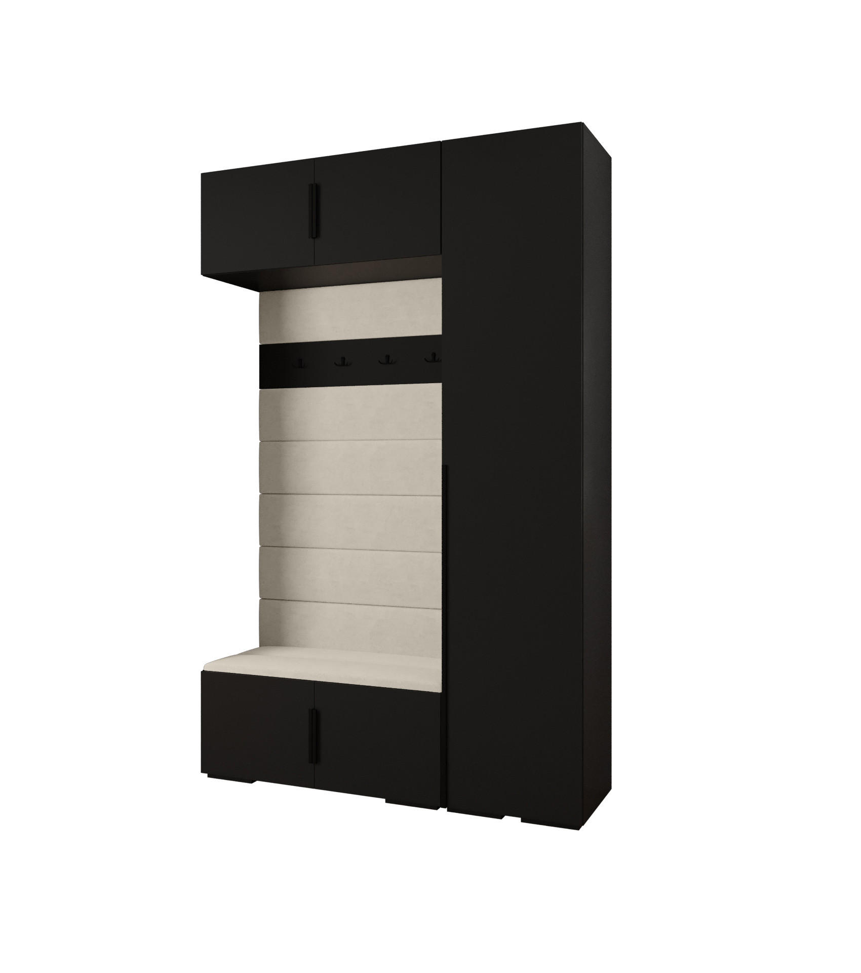 Abiks Möbel Garderoben-Set Schwarz, Beige, Schwarz 150x236.7x47 cm
