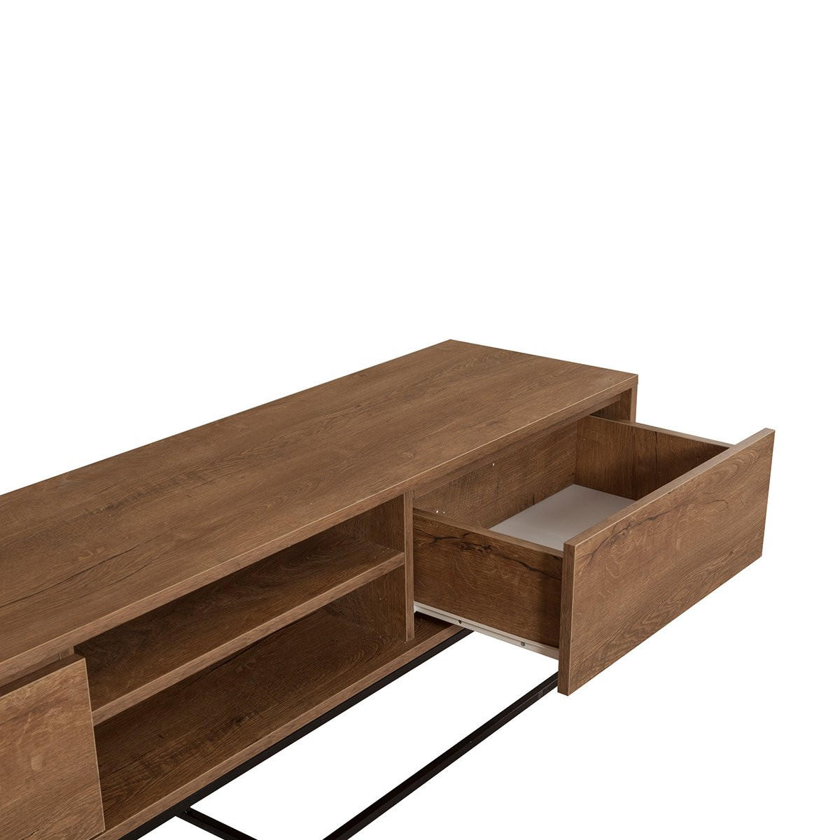 TV-MÖBEL 2 Nischen 2 Schubladen Nussbaum Dekor L180 cm - Rodez - Nussbaumfarben, Holzwerkstoff (40/50/180cm) - Calicosy