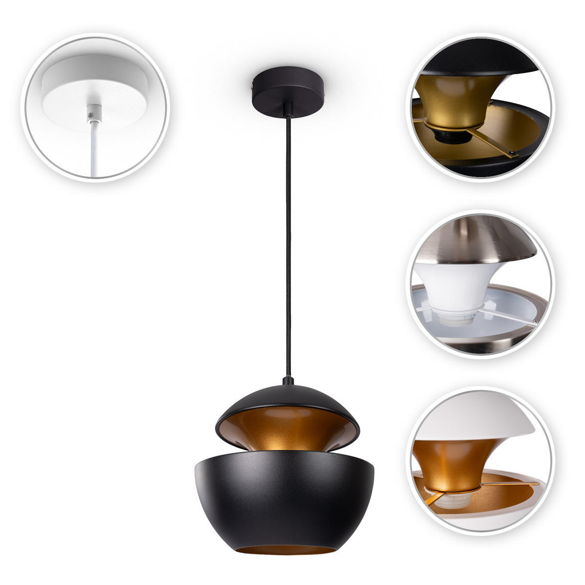 PENDELLEUCHTE Ben - Weiß, Metall (20/20/20cm) - Paco Home