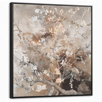 LEINWAND Bilder mit Rahmen - Mandelblüte - Kunst - Van Gogh - Beige - Abstrakt - 90x90 - Braun, Textil (90/90cm) - MuchoWow