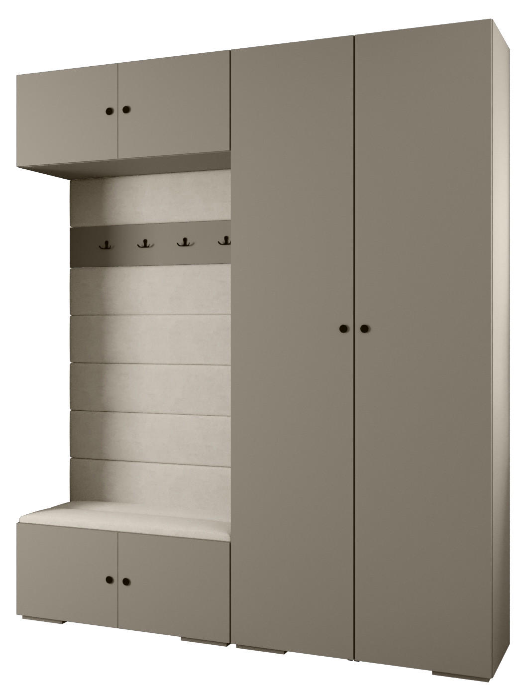 Abiks Möbel Garderoben-Set Kaschmir, Beige, Schwarz 200x236.7x47 cm
