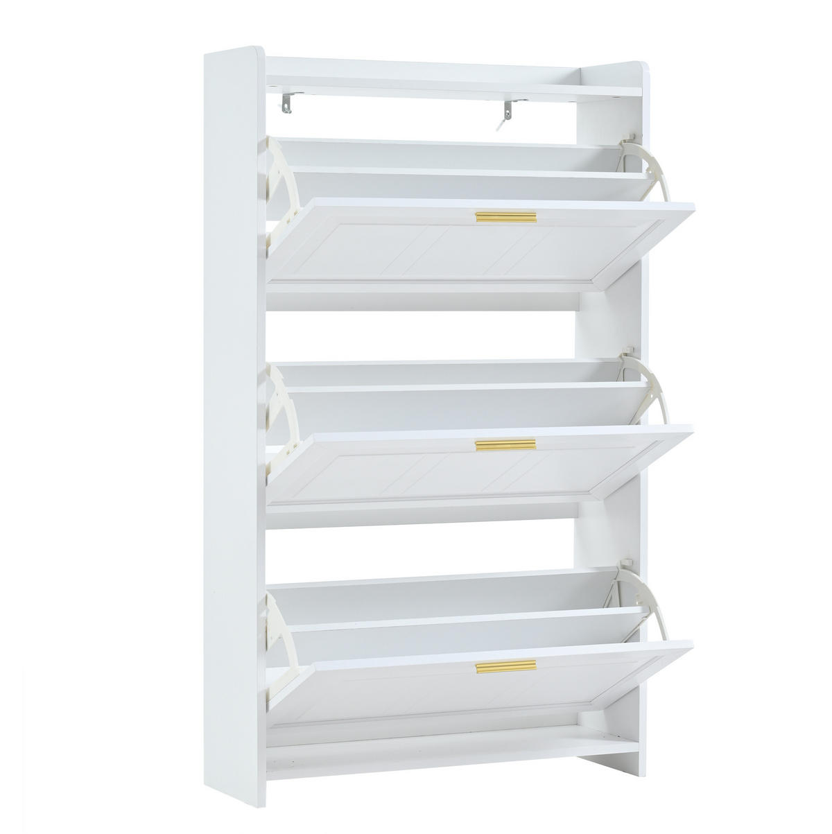 SCHUHSCHRANK aus MDF & Spanplatte 140x24x120cm in Weiß mit Klapptüren - Weiß, Holzwerkstoff (140/120/24cm) - Modfu
