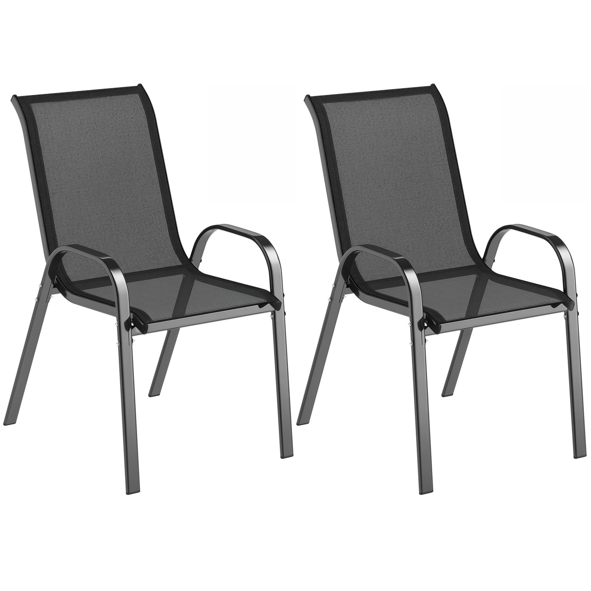GARTENSTÜHLE 2er-Set DE-13335 hohe Rückenlehne Schwarz - Schwarz, Metall (54/93/71cm) - ComfortXL