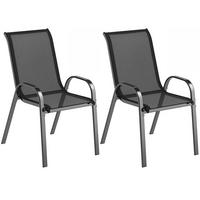 GARTENSTÜHLE 2er-Set DE-13335 hohe Rückenlehne Schwarz - Schwarz, Metall (54/93/71cm) - ComfortXL