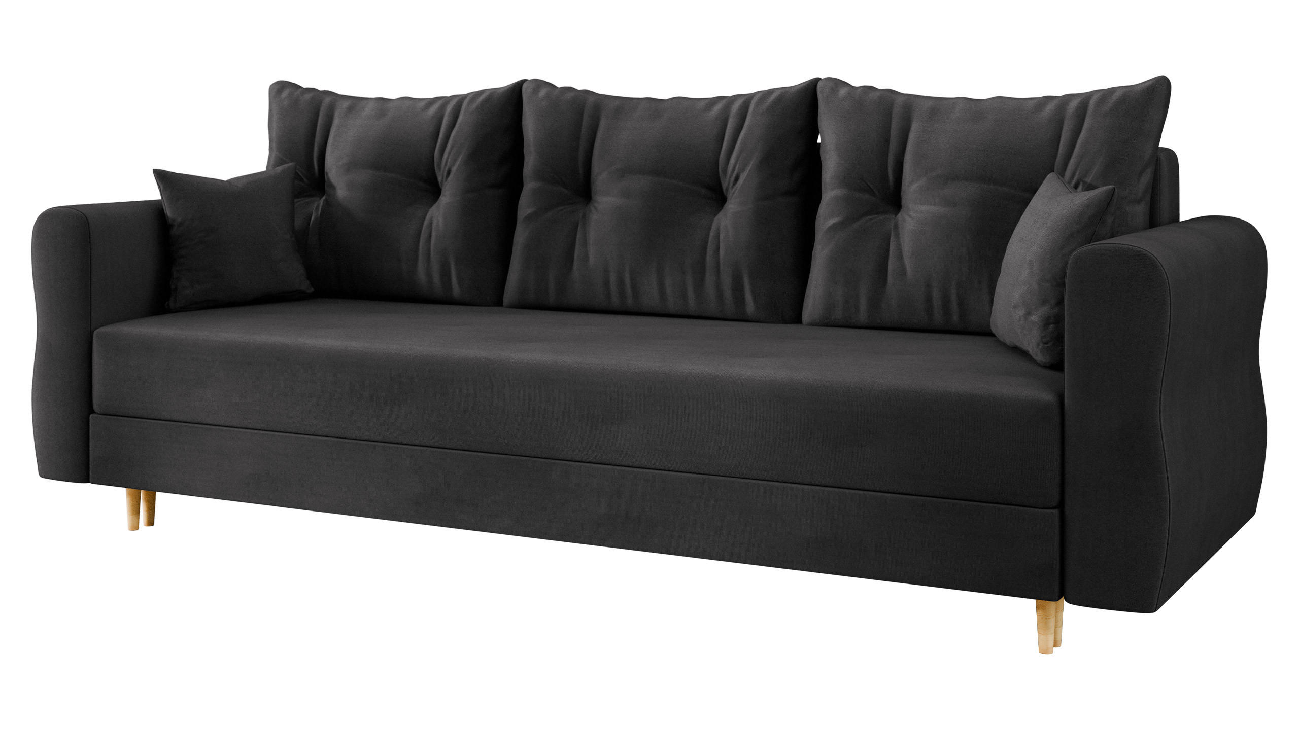 SCHLAFSOFA Zako S 3 - Schwarz/Naturfarben, Holz/Textil (231/85/77cm) - MIRJAN24