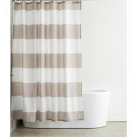 DUSCHVORHANG Beige Streifen wasserfest schimmelresistent maschinenwaschbar mit Haken - Beige, Textil (180/180cm) - MCBOSON