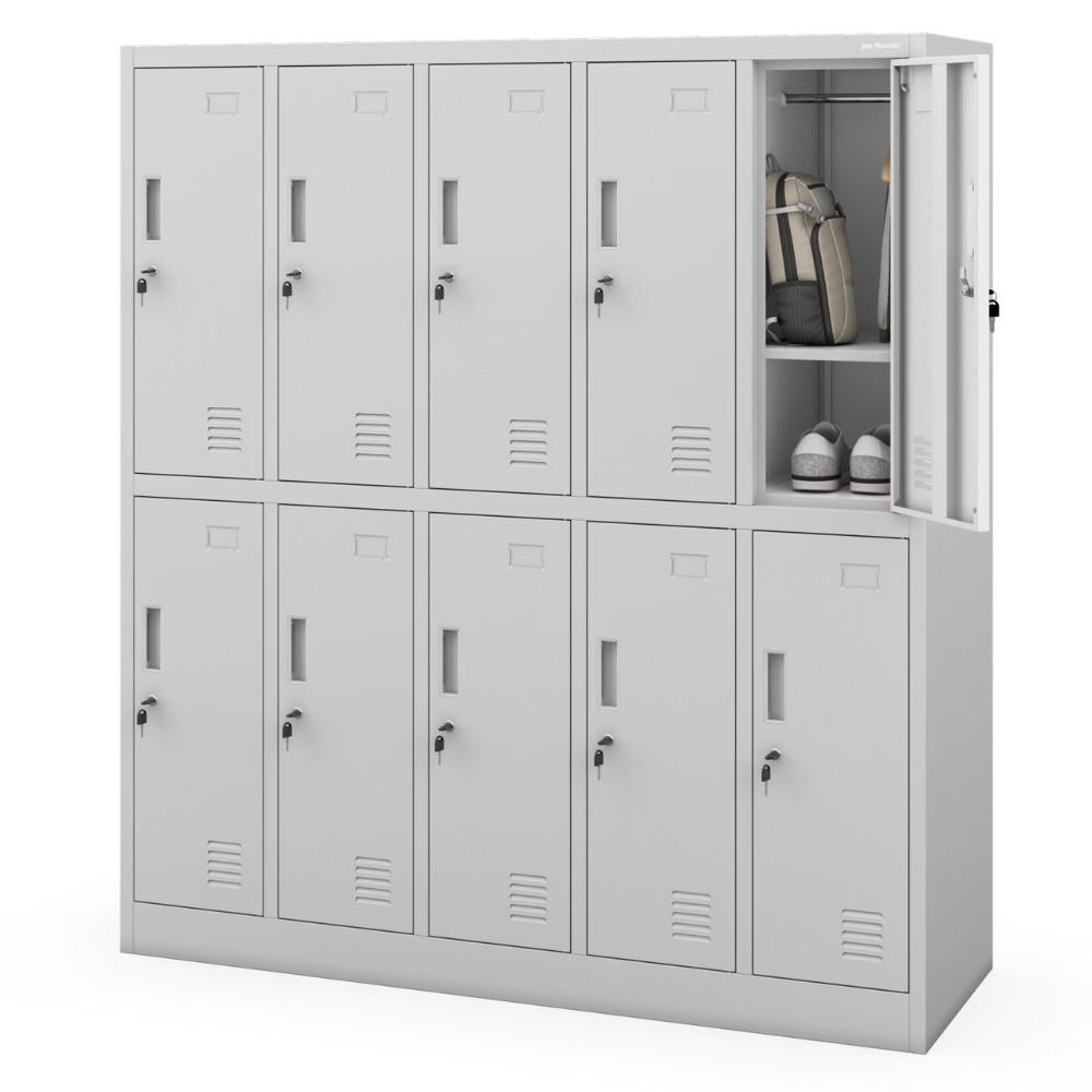 UMKLEIDESCHRANK Spind BARTUS 10 Abteile 150x136x45cm Grau - Grau, Metall (136/150/45cm) - Jan Nowak