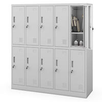 UMKLEIDESCHRANK Spind BARTUS 10 Abteile 150x136x45cm Grau - Grau, Metall (136/150/45cm) - Jan Nowak