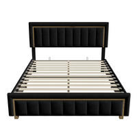 POLSTERBETT Eleganz 160/200 cm mit Bettkasten & Edelstahlrahmen Samtoptik Schwarz - Schwarz, Textil (160/200cm) - Creahappy